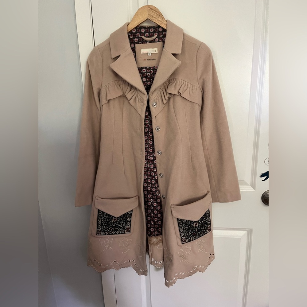 Odd Molly Tan Trench Coat with Embroidered Details